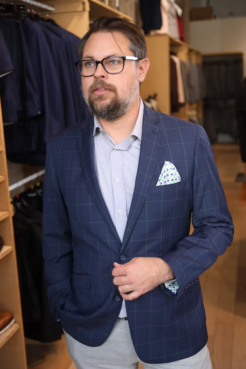 Pelotonia Navy Windowpane Blazer (Final Sale)
