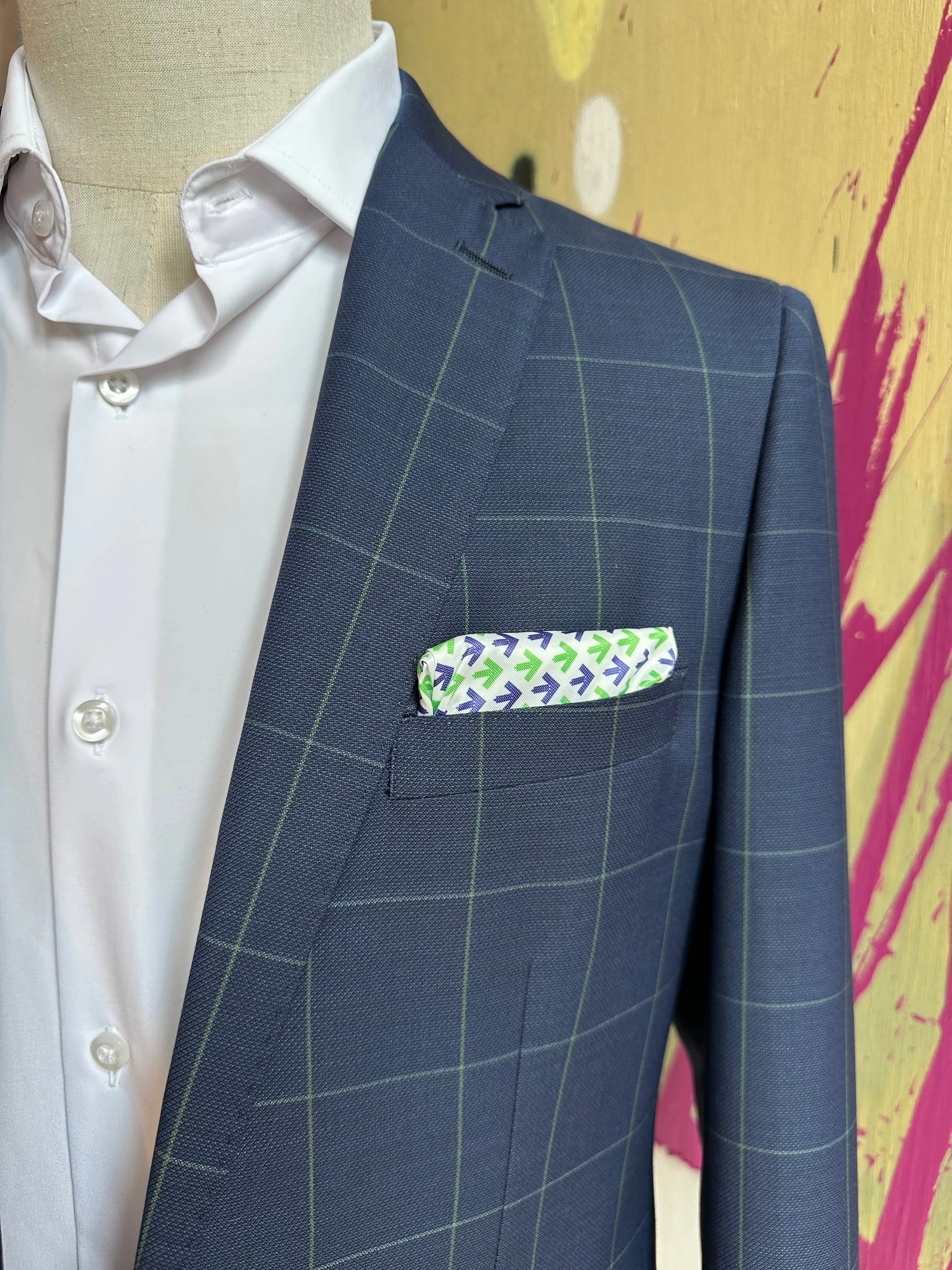 Pelotonia Navy Windowpane Blazer (Final Sale)