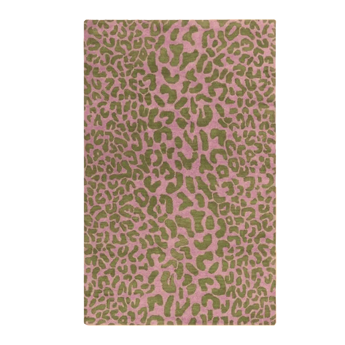 Pink and Gold Leopard Print Hand Tufted Wool Rug