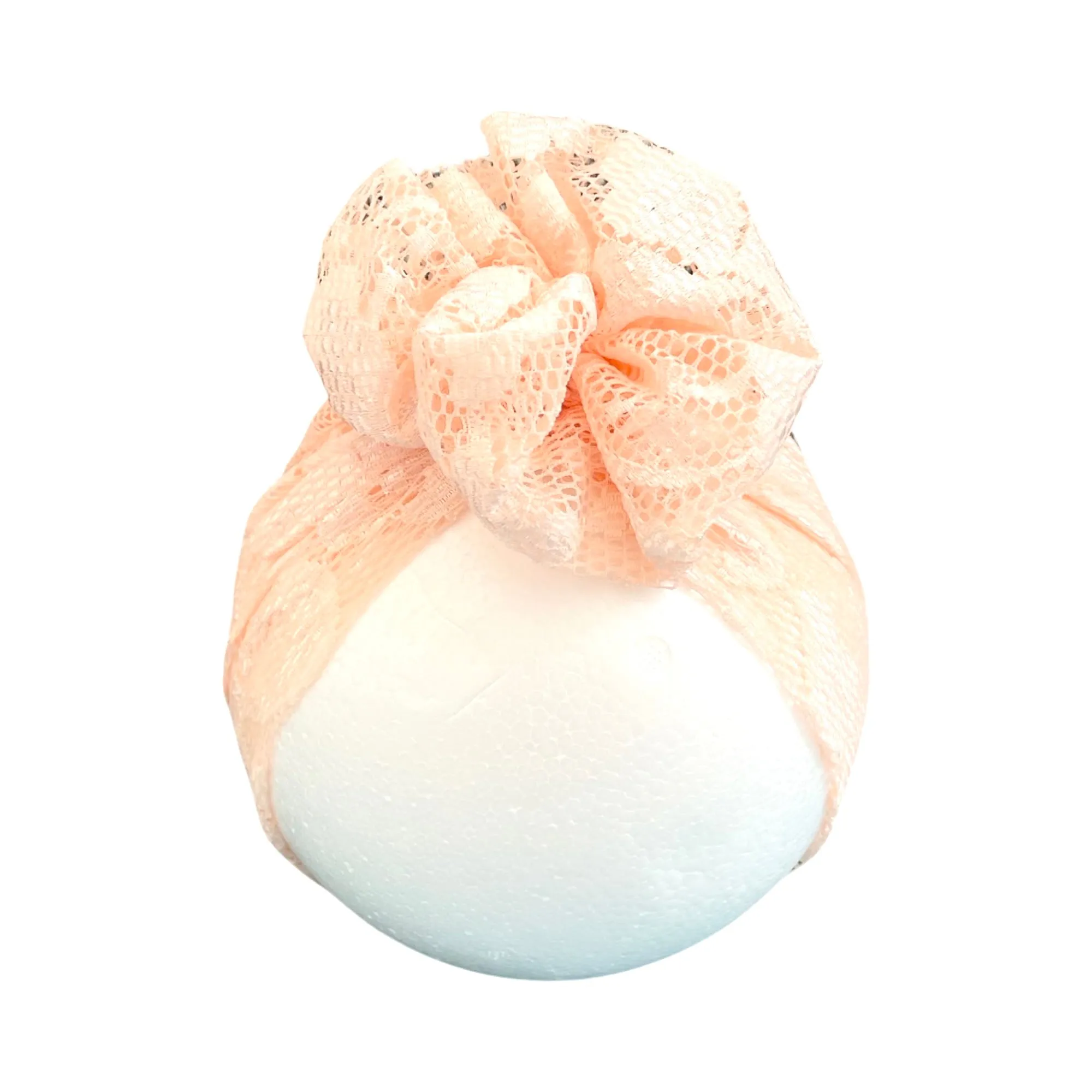 Pink Stretchy Lace Rosette Baby Girl Fashion Turban Hat- Size 6-18 Months