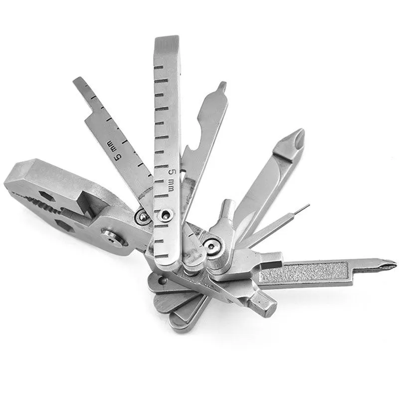 Pocket Tool Kit  Solid Stainless Steel Outdoor Multifunctional Tool Multi-Function Folding Plier 25 Tools In One
