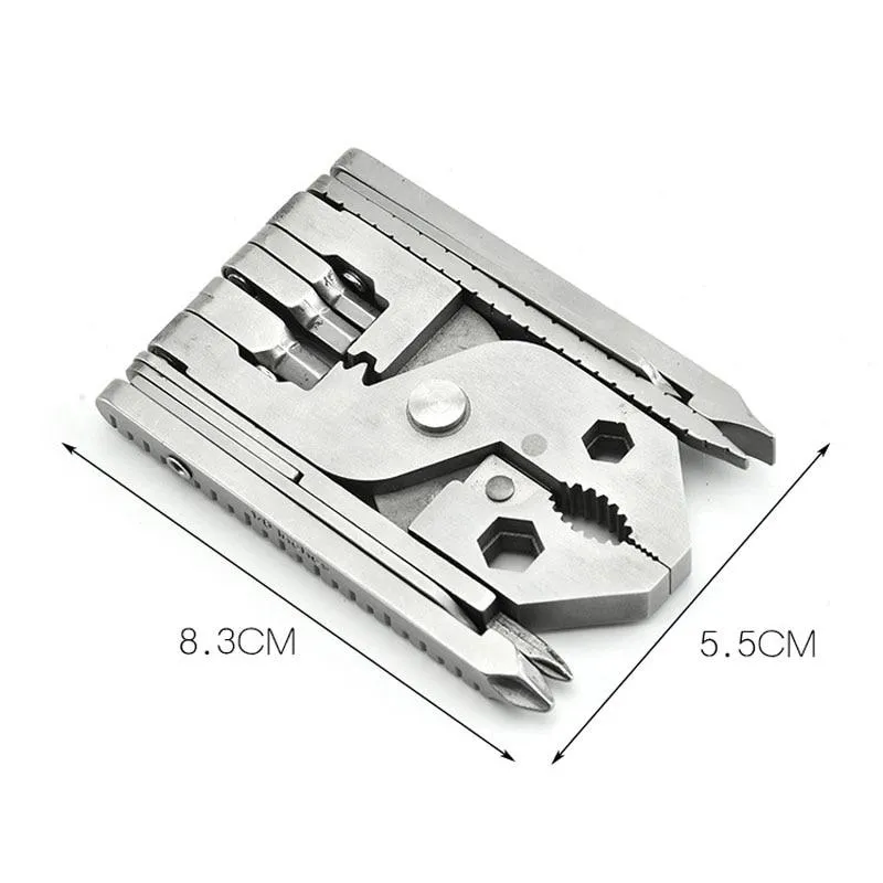 Pocket Tool Kit  Solid Stainless Steel Outdoor Multifunctional Tool Multi-Function Folding Plier 25 Tools In One