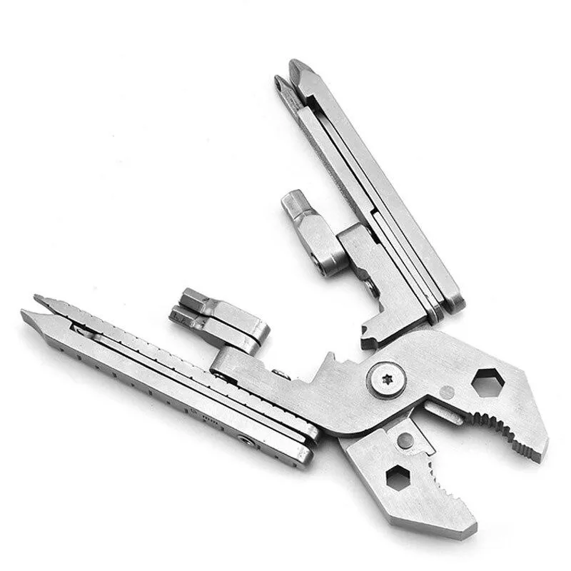 Pocket Tool Kit  Solid Stainless Steel Outdoor Multifunctional Tool Multi-Function Folding Plier 25 Tools In One