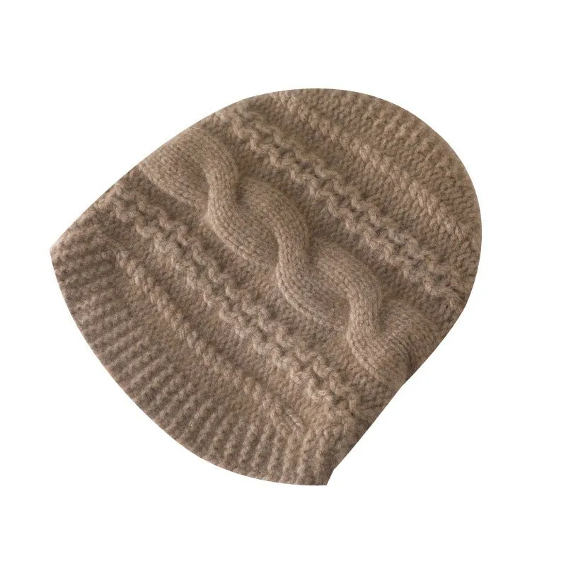 Premium Cashmere Knit Beanie Ribbed Cashmere Hat for Women