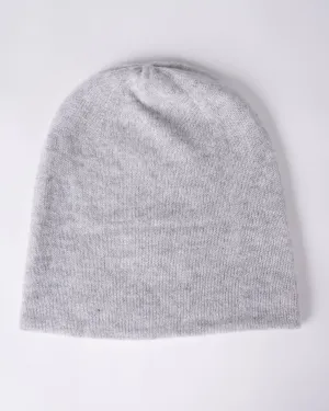 premium cashmere slouchy beanie - light heather grey