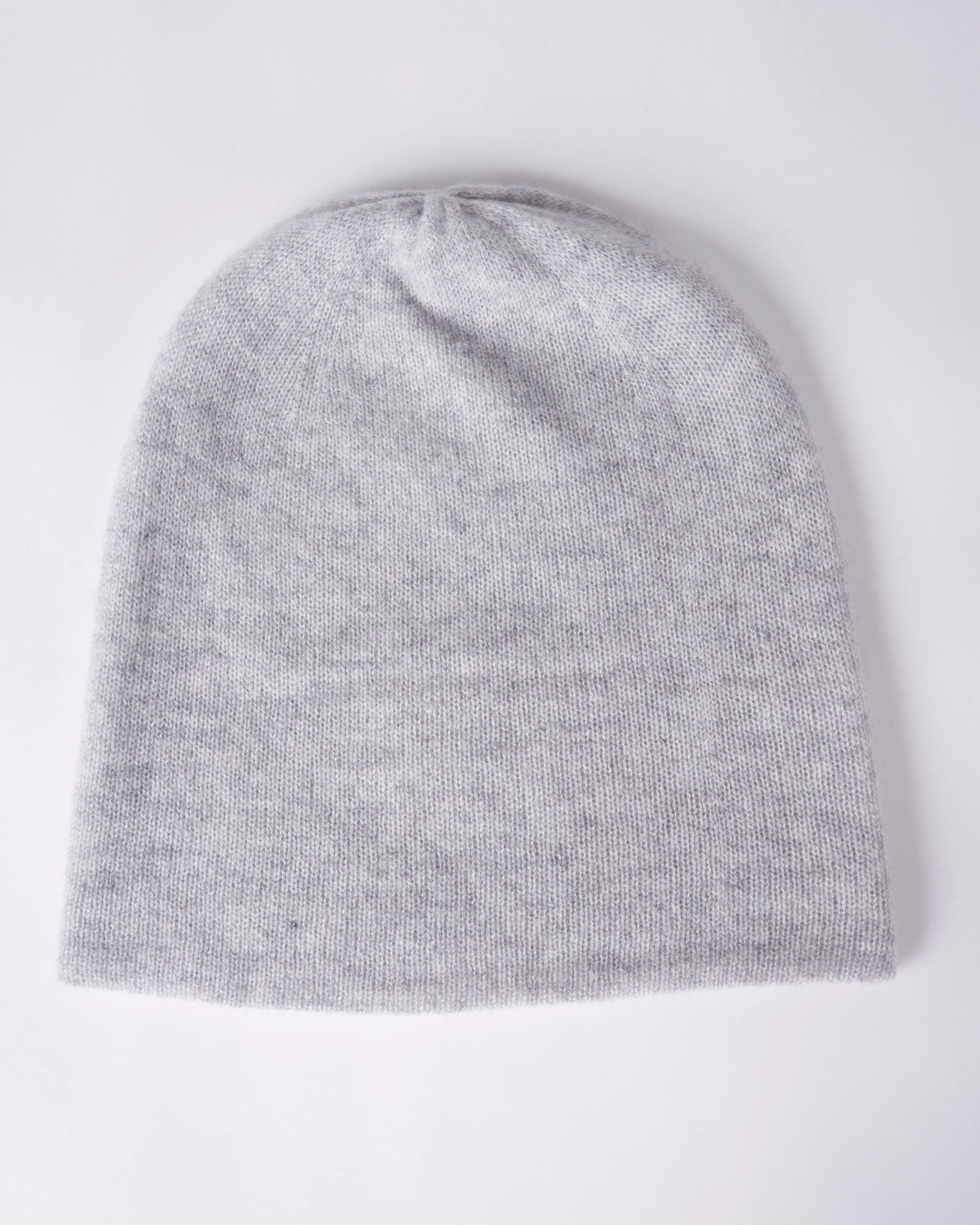 premium cashmere slouchy beanie - light heather grey