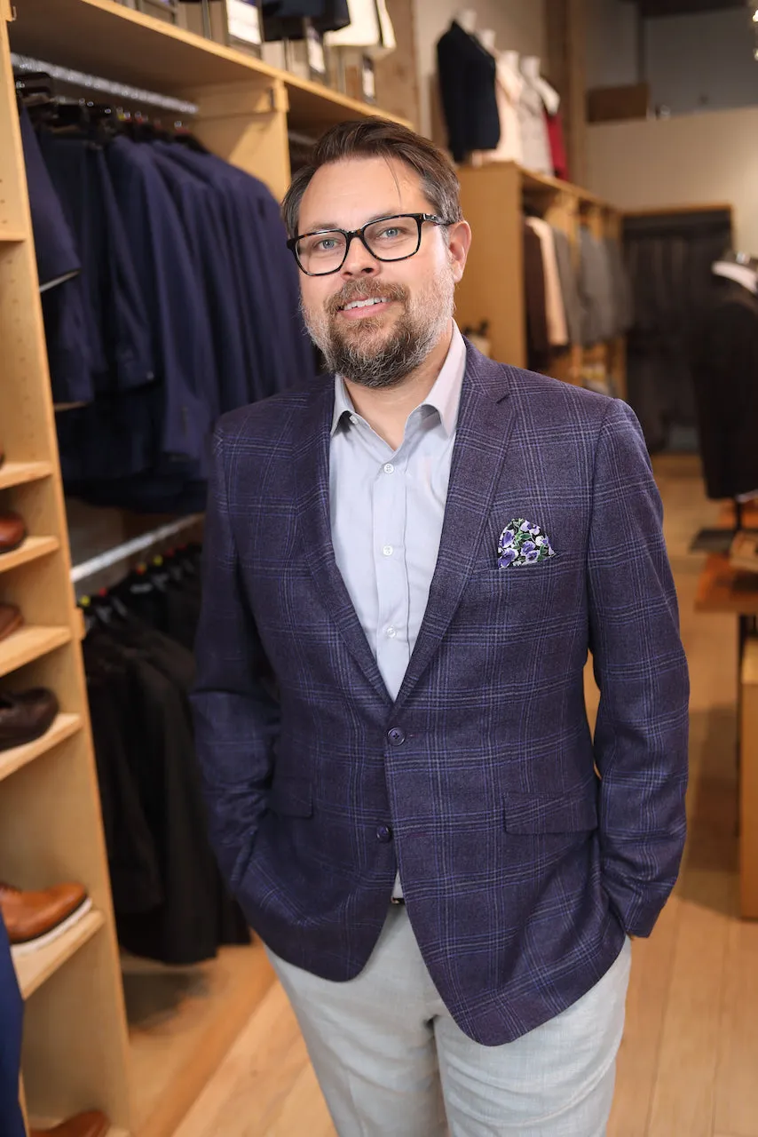 Purple with Blue Plaid Premium Blazer