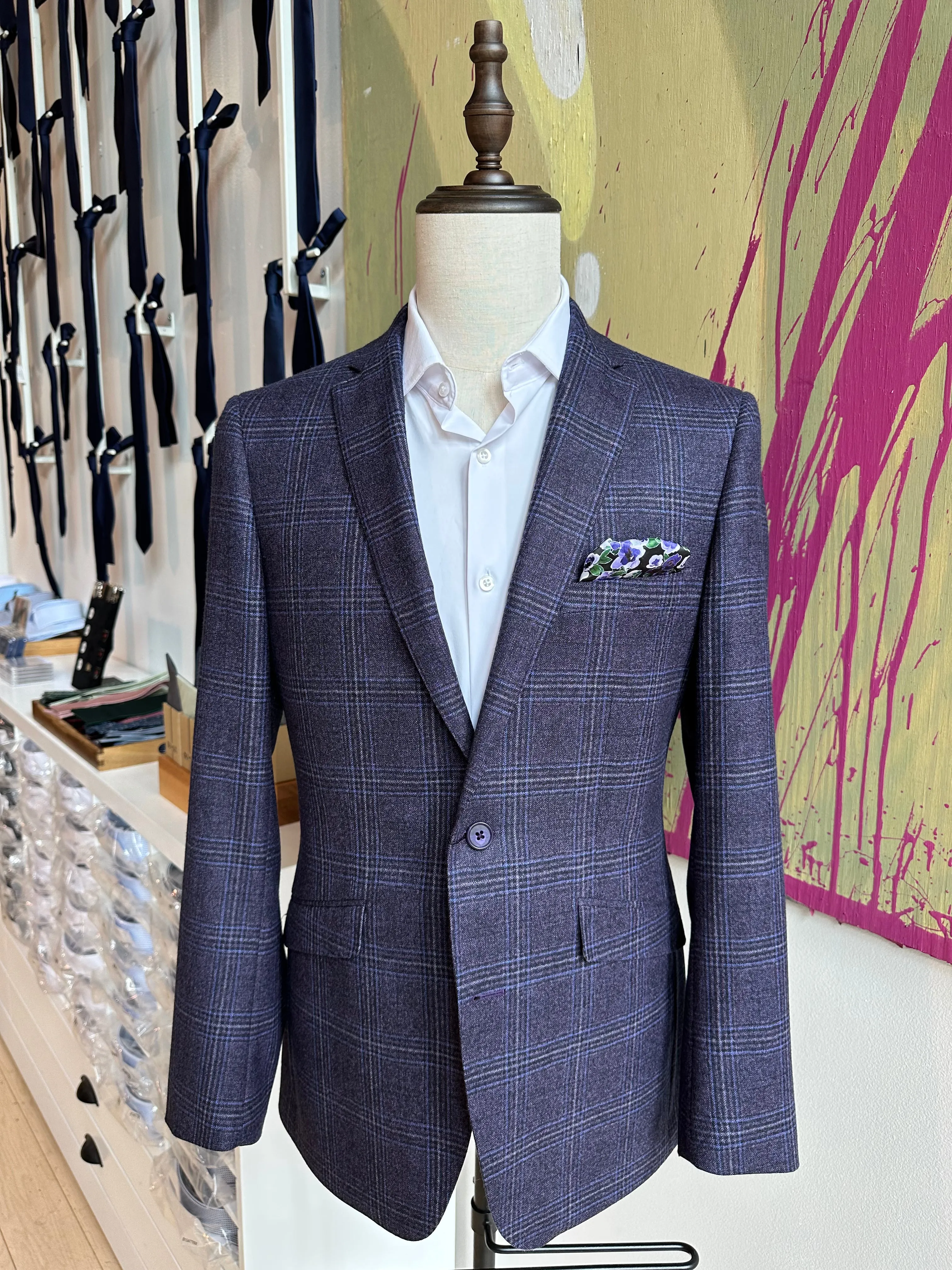 Purple with Blue Plaid Premium Blazer