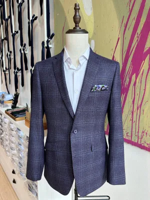 Purple with Blue Plaid Premium Blazer