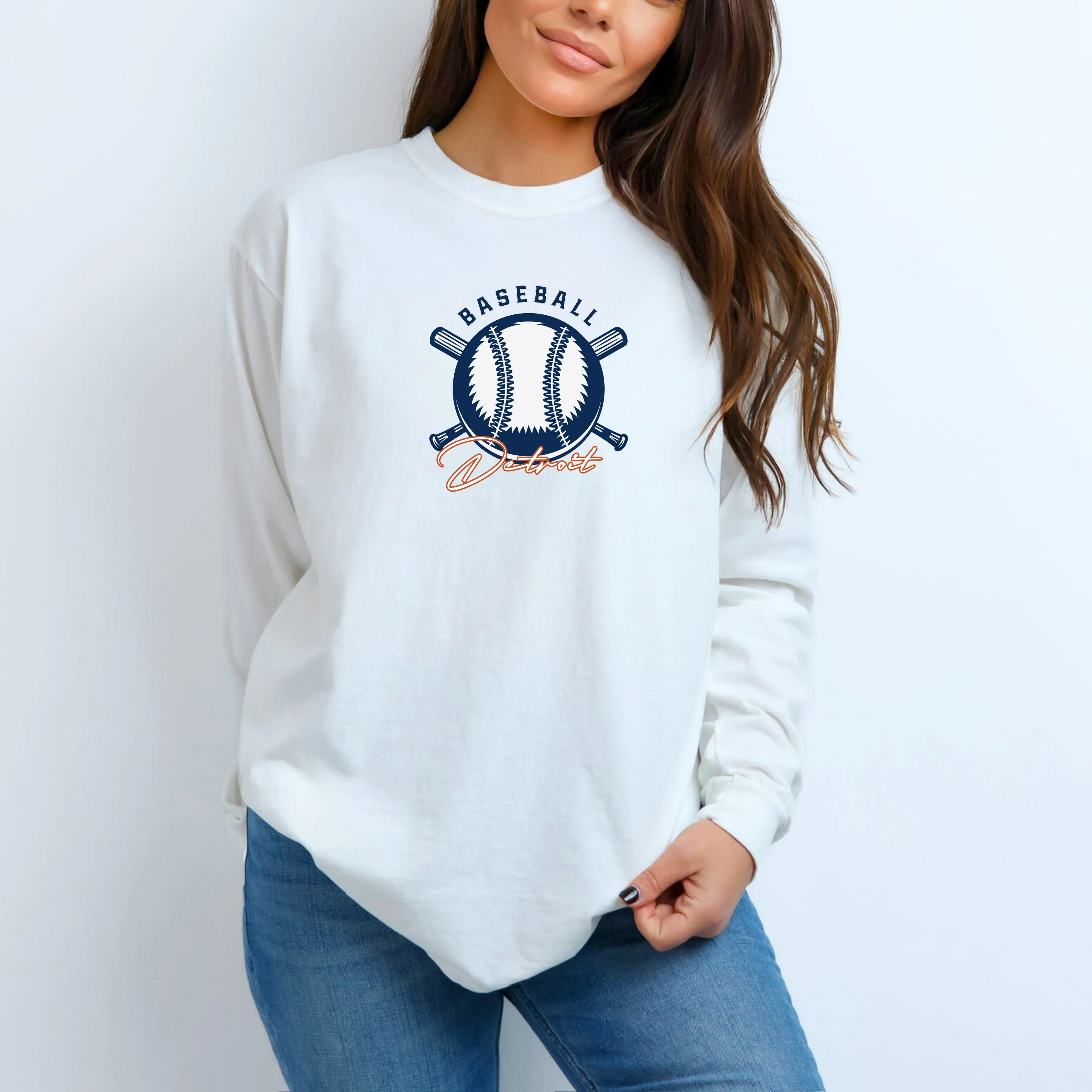 "Baseball In The D" Relaxed Fit Long Sleeve Unisex T-Shirt