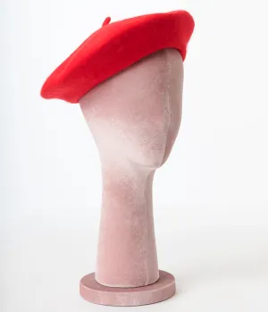 Red Classic Vintage Parisian Beret