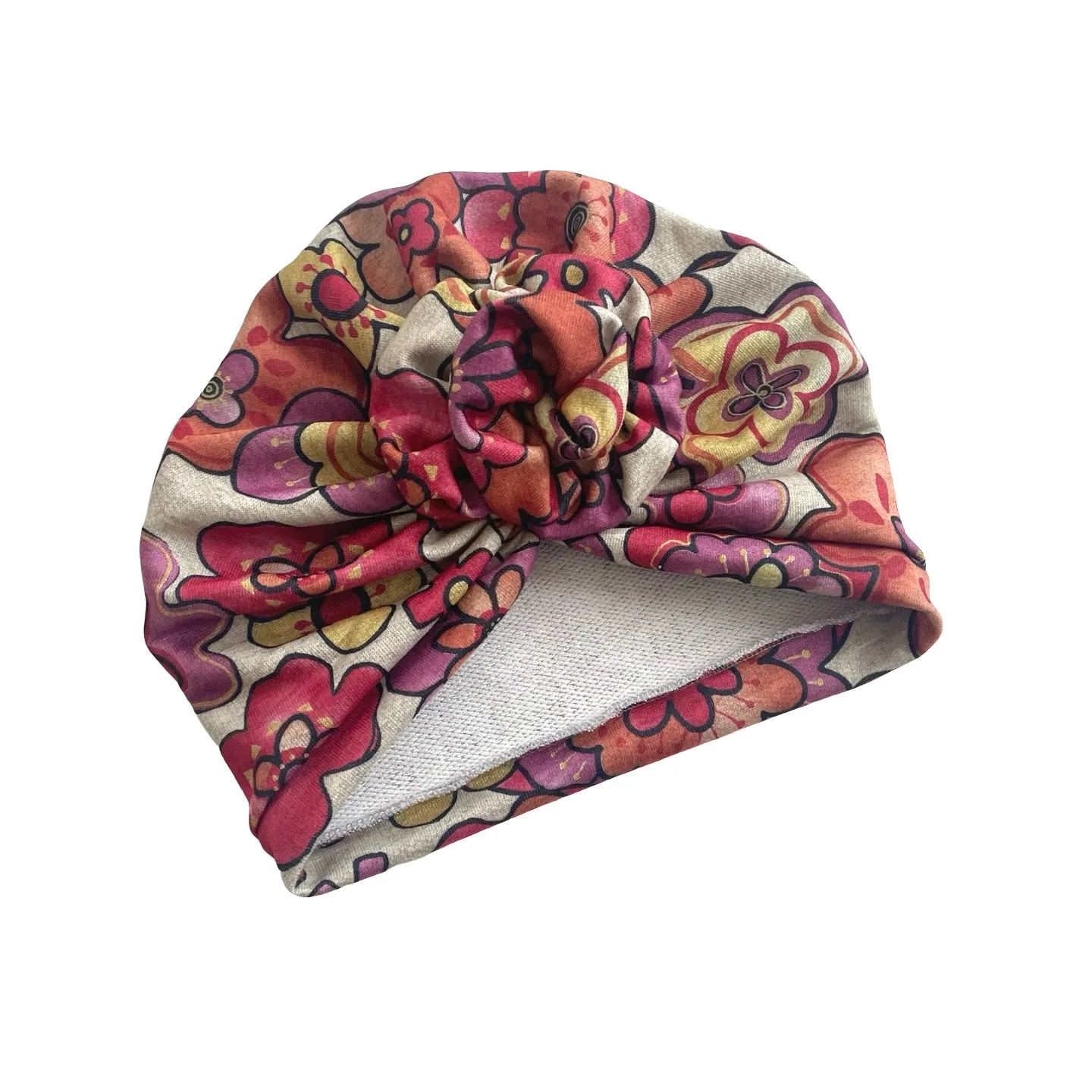 Retro Flower Pre Tied Jersey Rosette Turban