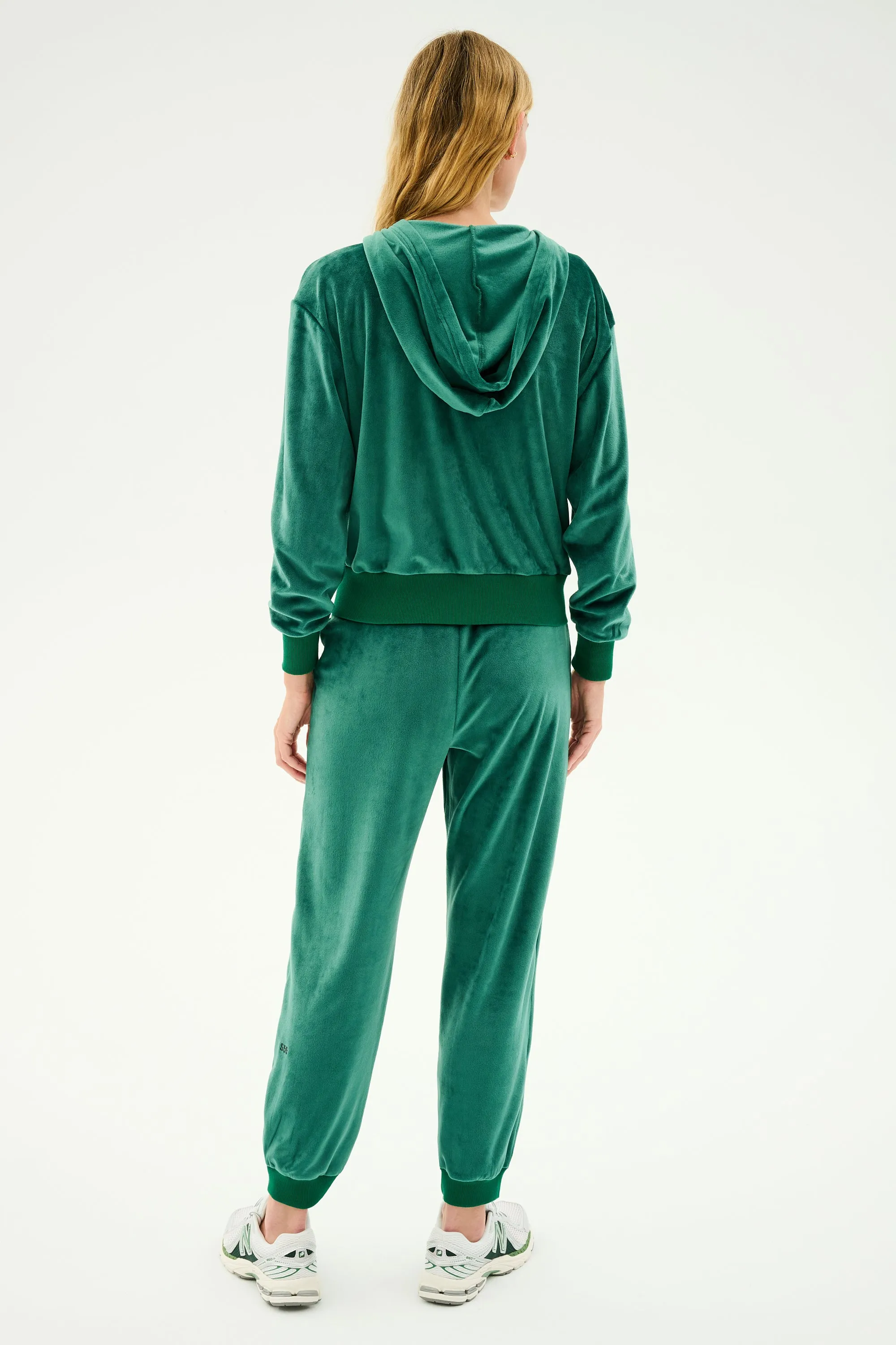 Rhys Velour Zip Up Hoodie - Arugula