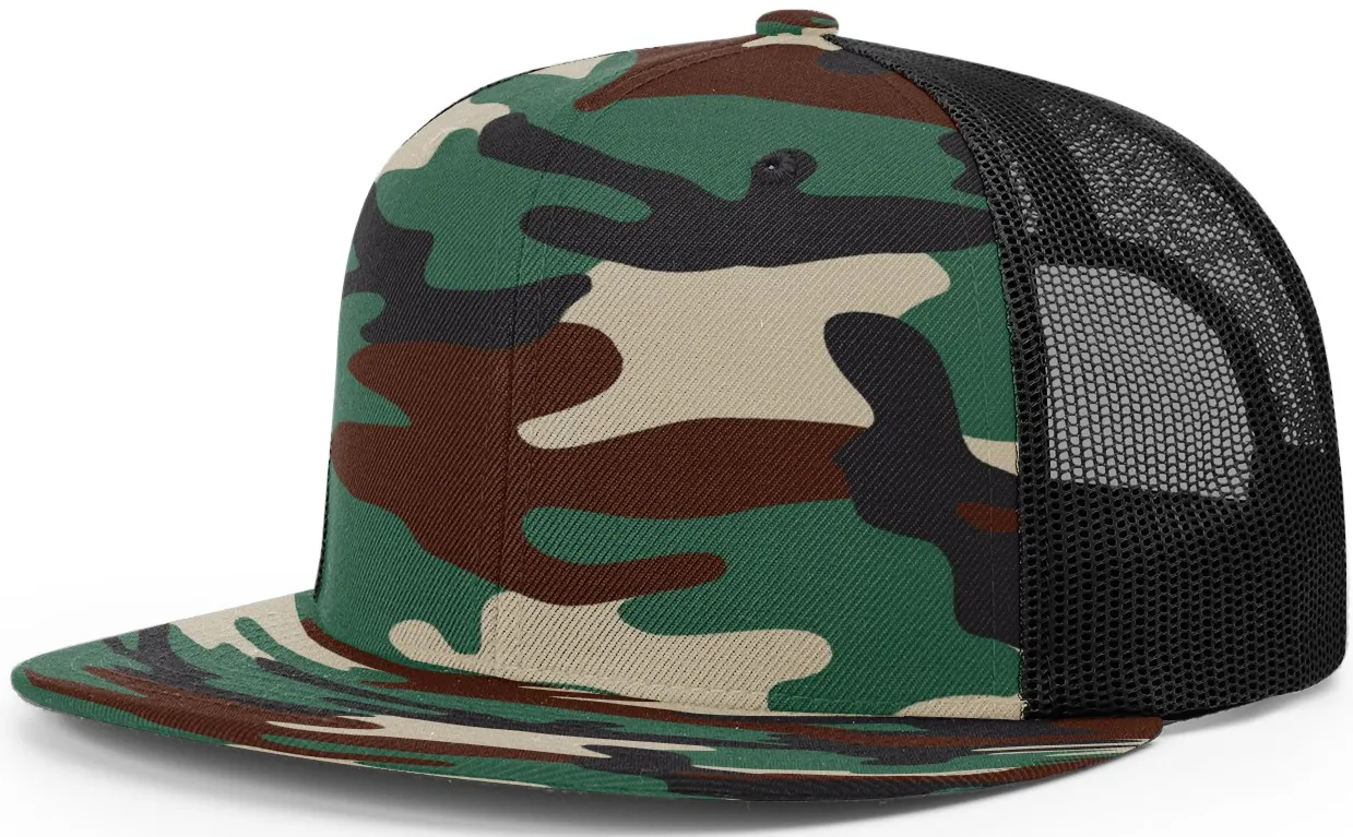 Richardson Wool Blend High Crown Mesh Back Army Camo Black