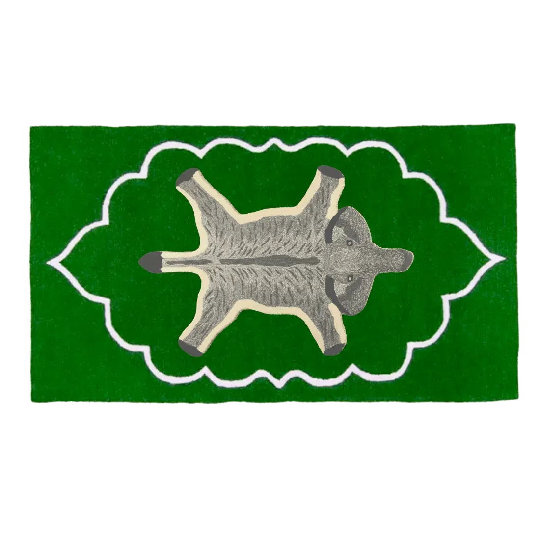 Royal Elephant Hand Tufted Wool Rug - Green