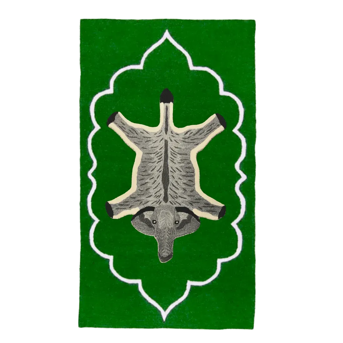 Royal Elephant Hand Tufted Wool Rug - Green