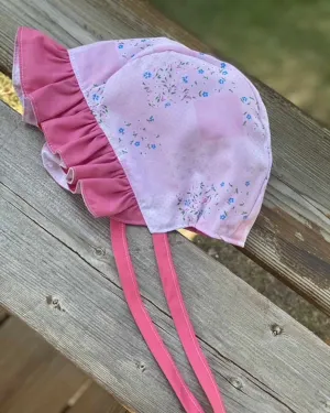 Ruffle Bonnet - Pink Floral Patchwork