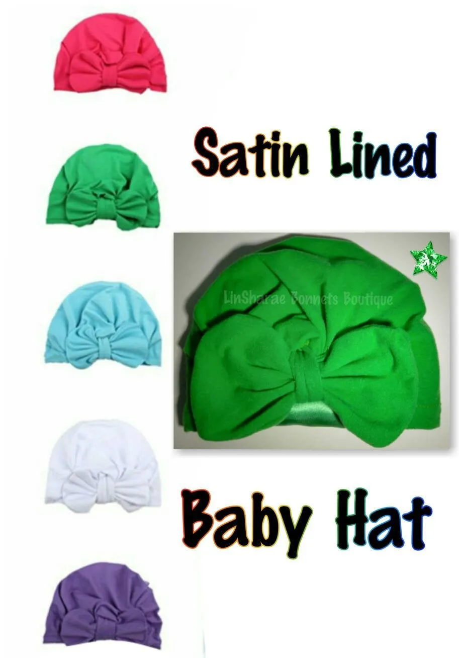 Satin Baby Bow Bonnet 0-3 Months
