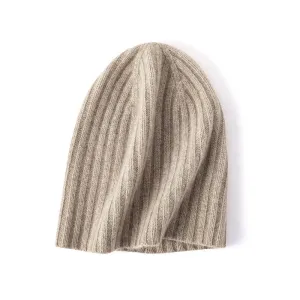 Soft Cashmere Slouch Beanie Cashmere Ribbed Knit Winter Hat
