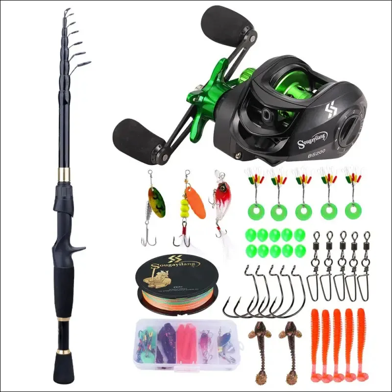 Sougayilang fishing rod and reel combo - telescopic ultralight rod, 1.8-2.4m length, 7.2:1 gear
