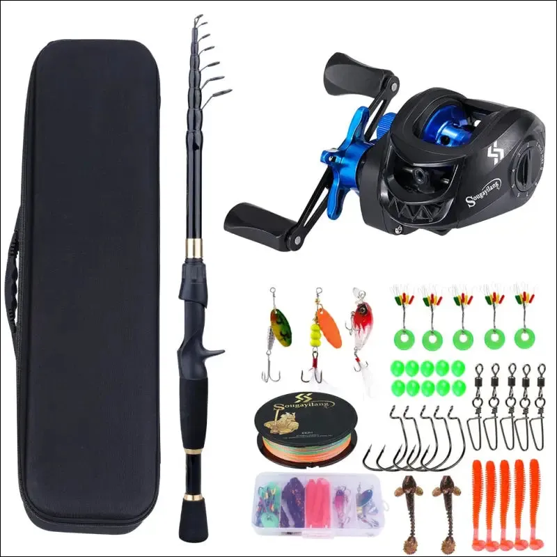 Sougayilang fishing rod and reel combo - telescopic ultralight rod, 1.8-2.4m length, 7.2:1 gear
