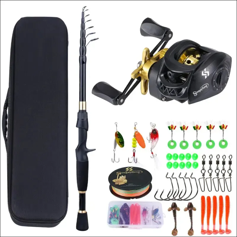 Sougayilang fishing rod and reel combo - telescopic ultralight rod, 1.8-2.4m length, 7.2:1 gear