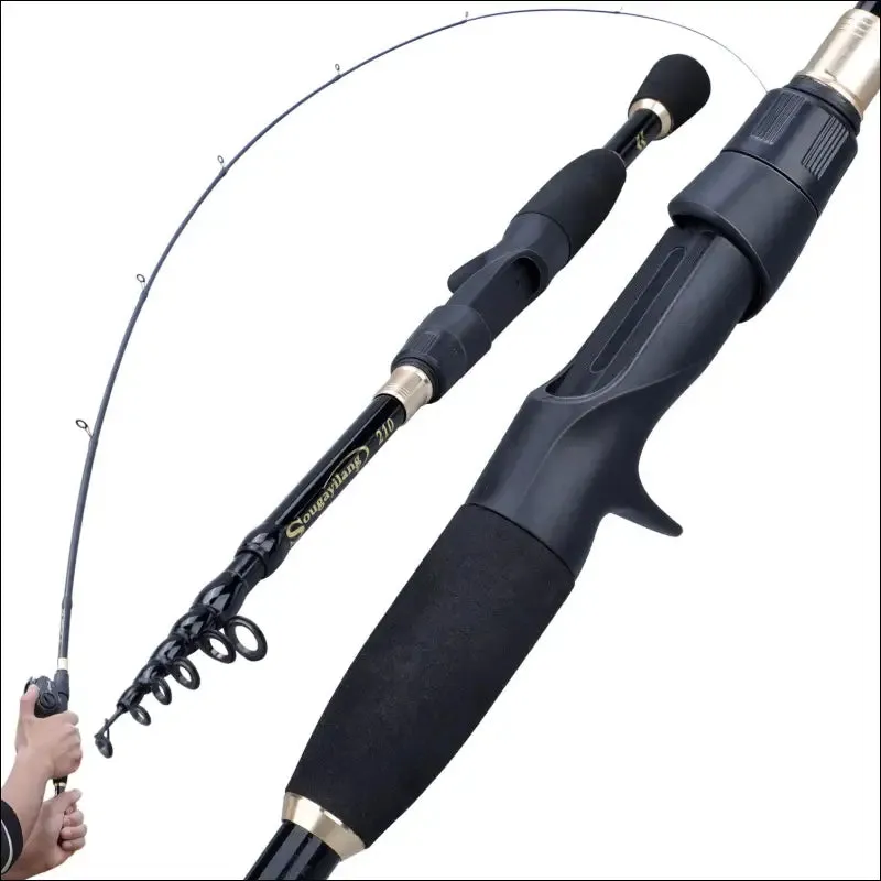 Sougayilang fishing rod and reel combo - telescopic ultralight rod, 1.8-2.4m length, 7.2:1 gear