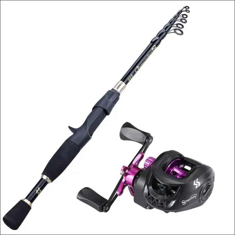 Sougayilang fishing rod and reel combo - telescopic ultralight rod, 1.8-2.4m length, 7.2:1 gear