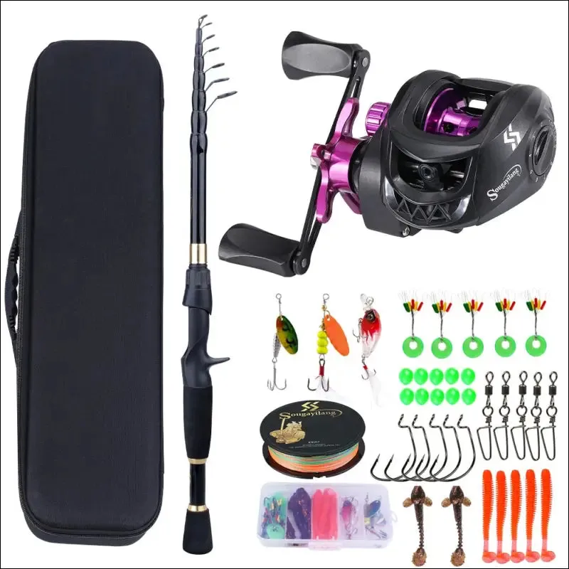 Sougayilang fishing rod and reel combo - telescopic ultralight rod, 1.8-2.4m length, 7.2:1 gear