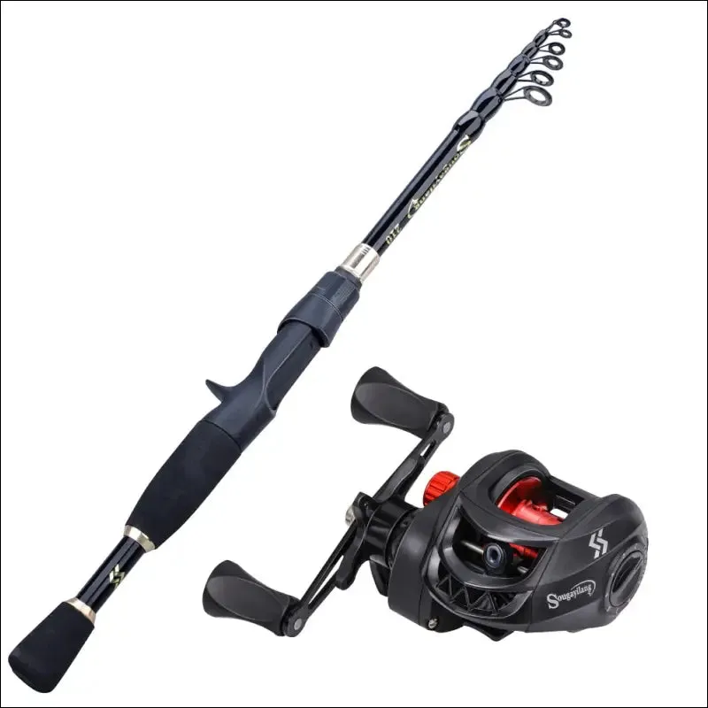 Sougayilang fishing rod and reel combo - telescopic ultralight rod, 1.8-2.4m length, 7.2:1 gear
