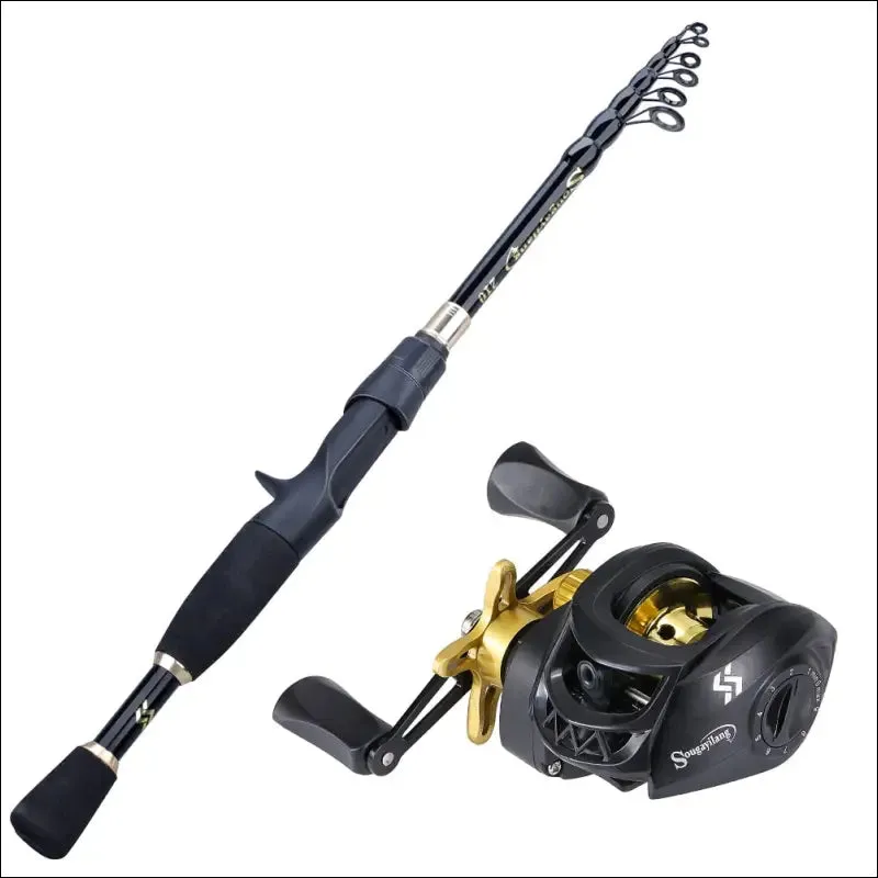 Sougayilang fishing rod and reel combo - telescopic ultralight rod, 1.8-2.4m length, 7.2:1 gear