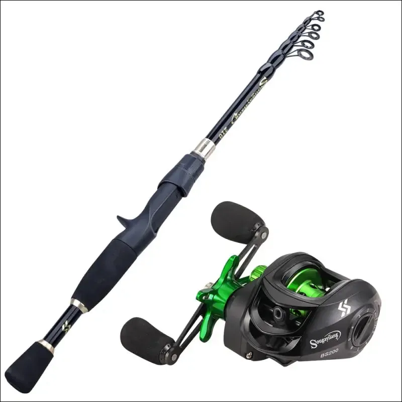Sougayilang fishing rod and reel combo - telescopic ultralight rod, 1.8-2.4m length, 7.2:1 gear