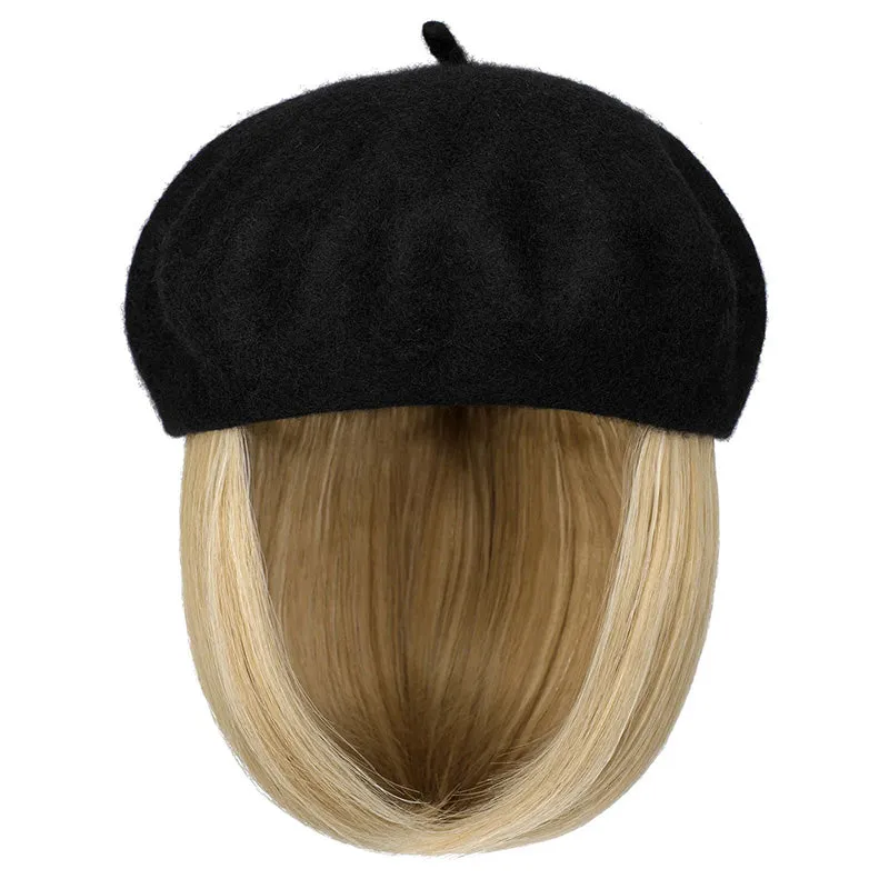 [Special Gift] Straight Short Synthetic Wigs Berets Hat for Women