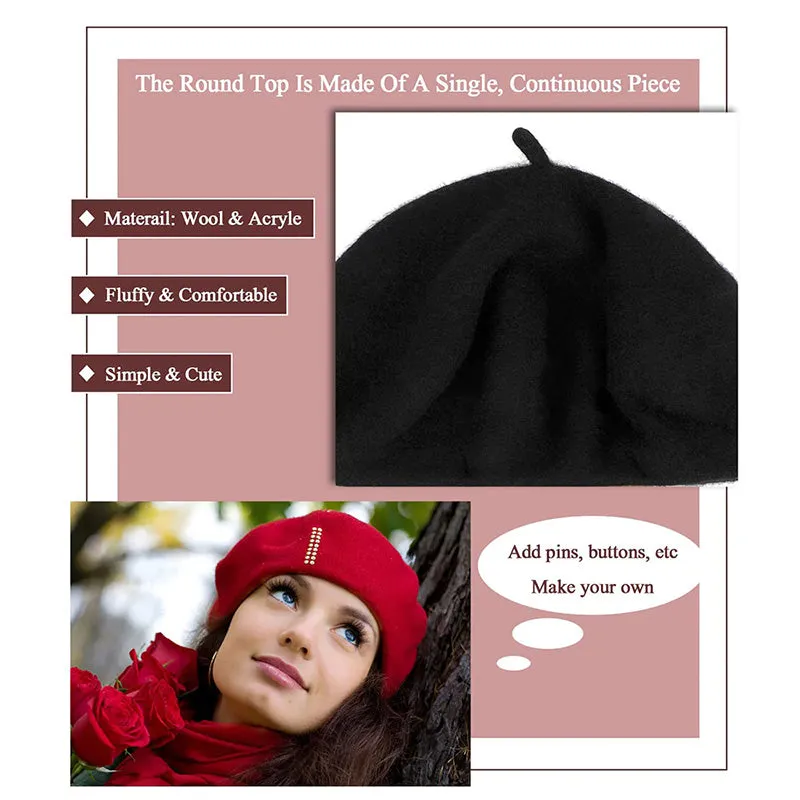 [Special Gift] Straight Short Synthetic Wigs Berets Hat for Women