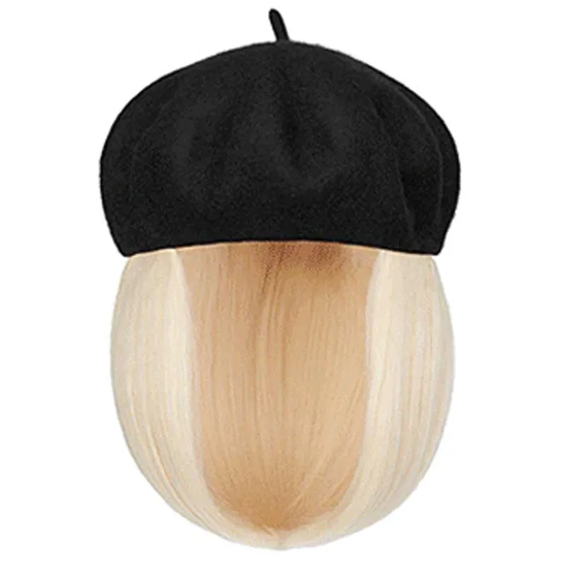 [Special Gift] Straight Short Synthetic Wigs Berets Hat for Women