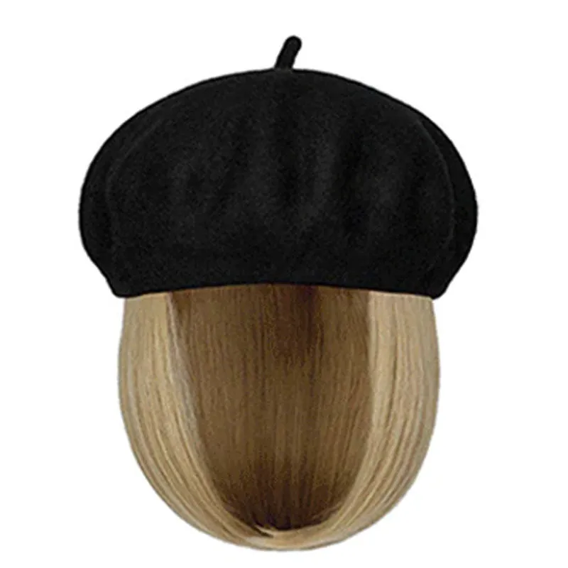 [Special Gift] Straight Short Synthetic Wigs Berets Hat for Women