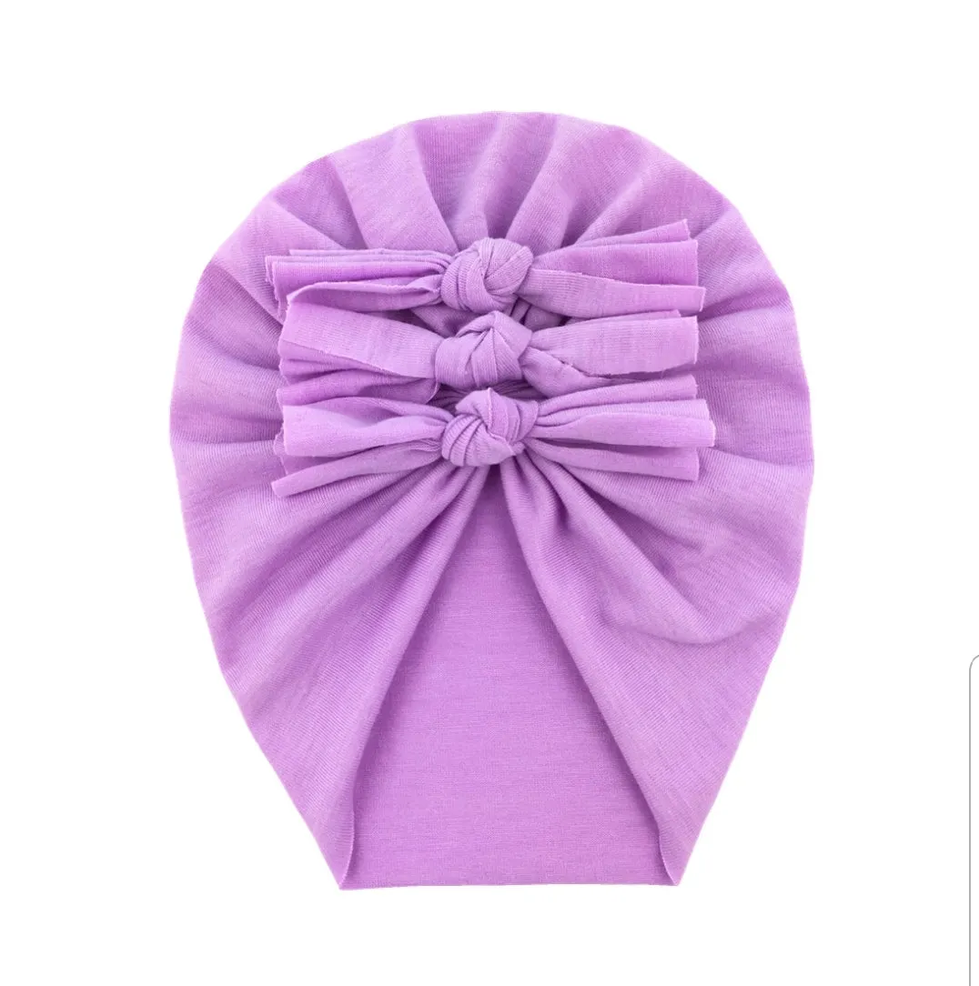 Trio Ruffle Bow Turban / Caps