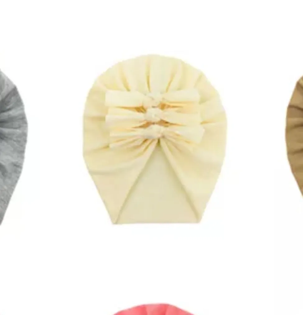 Trio Ruffle Bow Turban / Caps