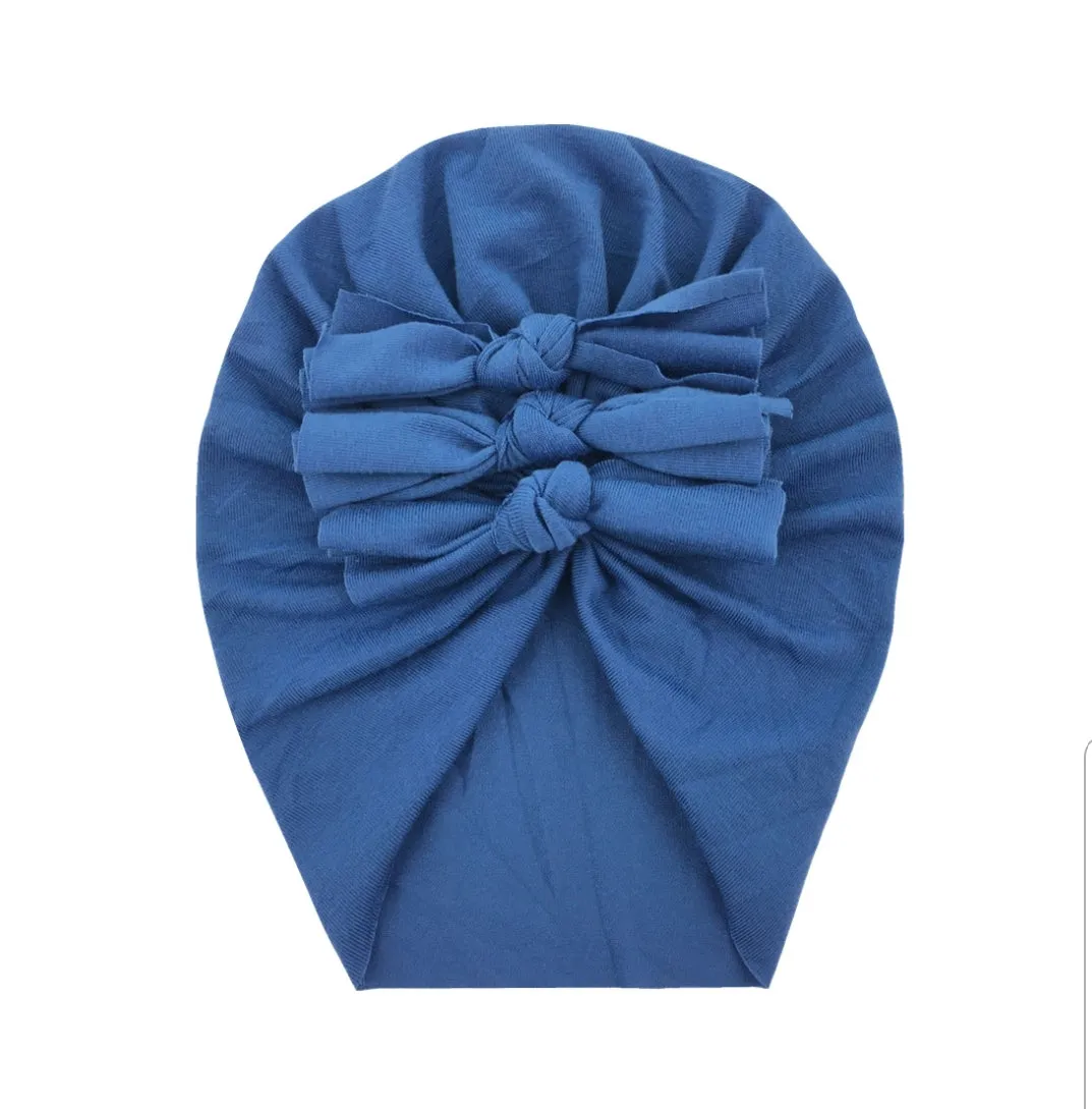 Trio Ruffle Bow Turban / Caps