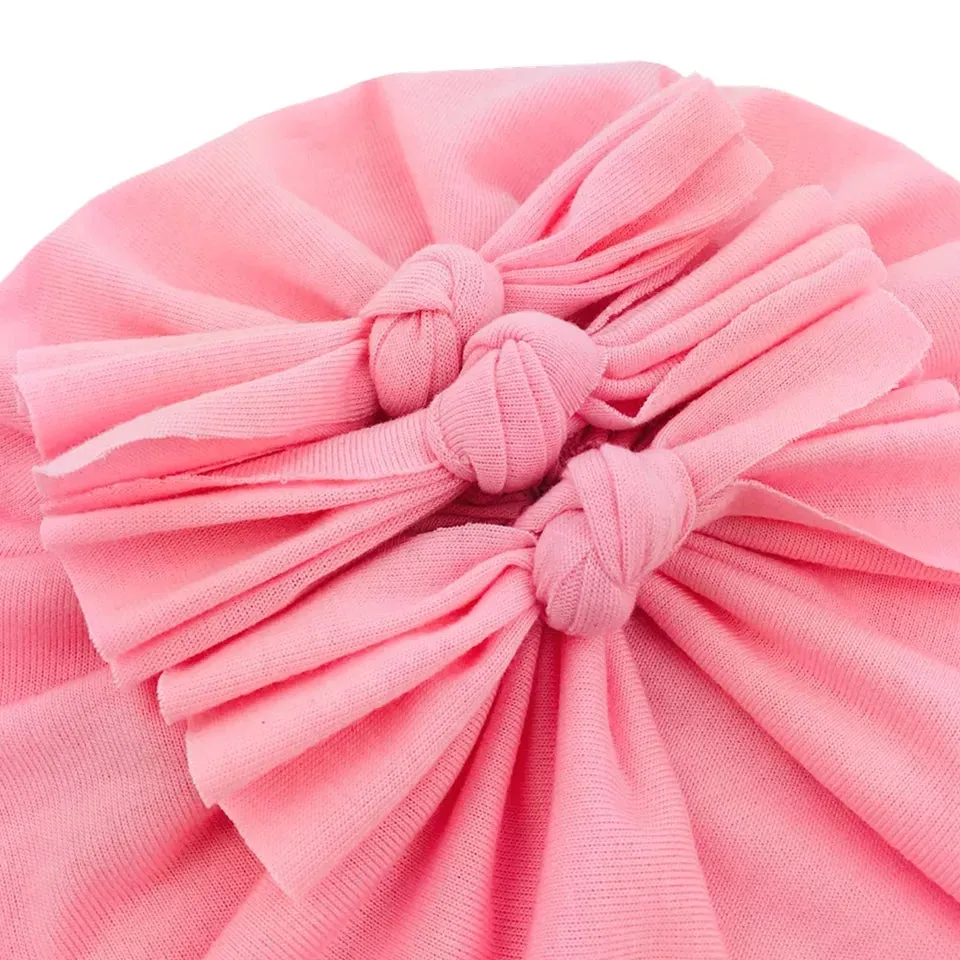 Trio Ruffle Bow Turban / Caps