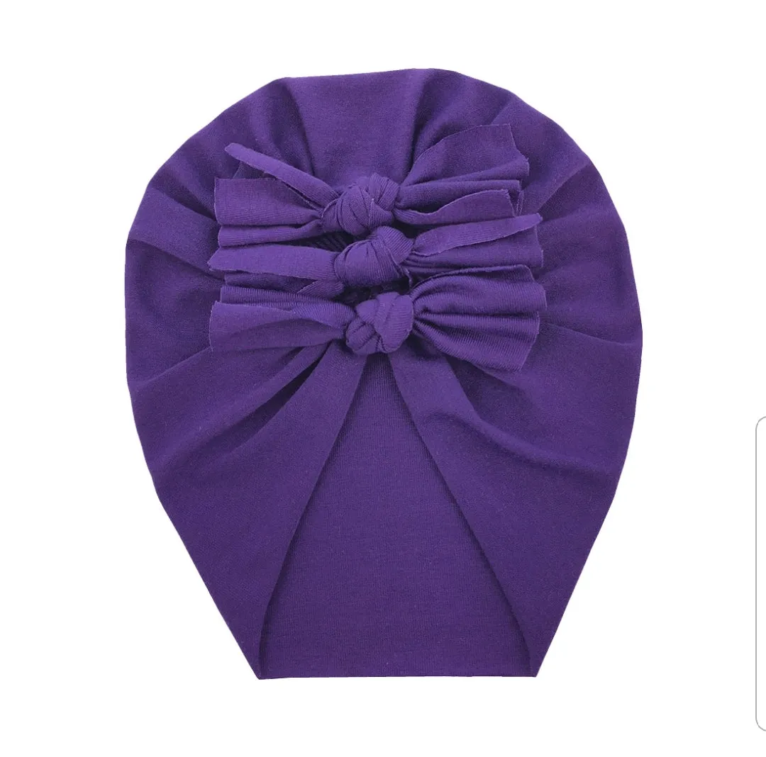 Trio Ruffle Bow Turban / Caps