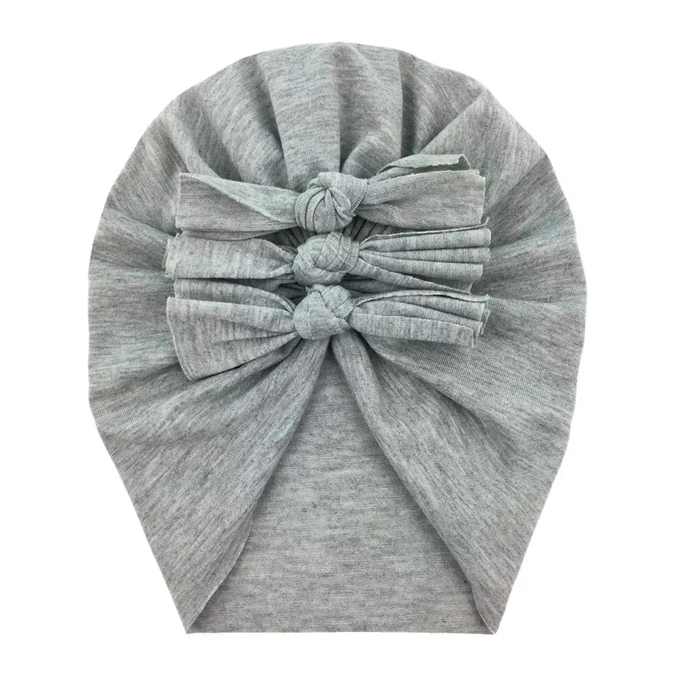 Trio Ruffle Bow Turban / Caps