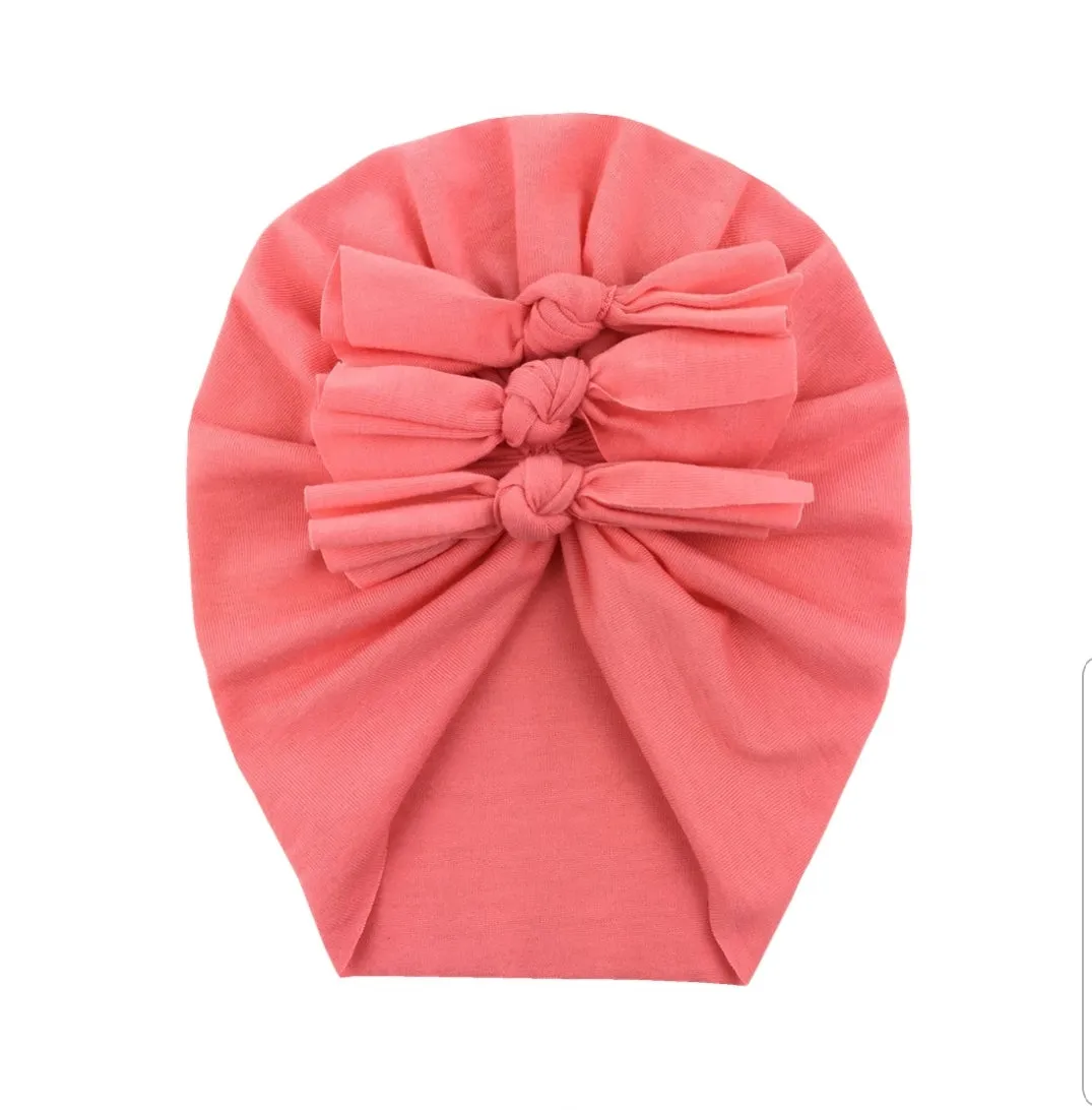 Trio Ruffle Bow Turban / Caps