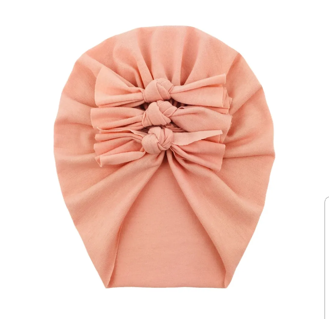Trio Ruffle Bow Turban / Caps