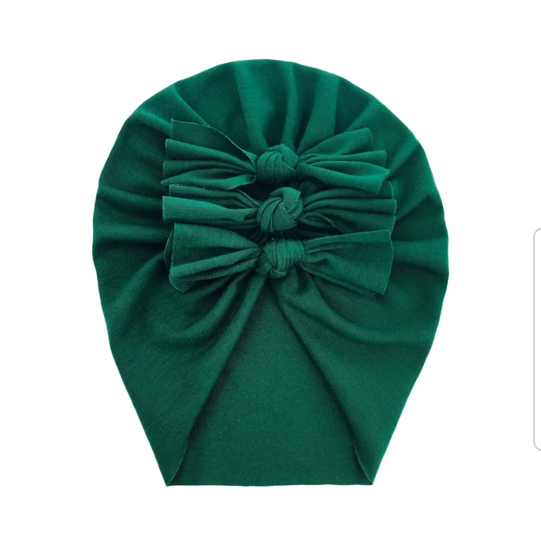 Trio Ruffle Bow Turban / Caps