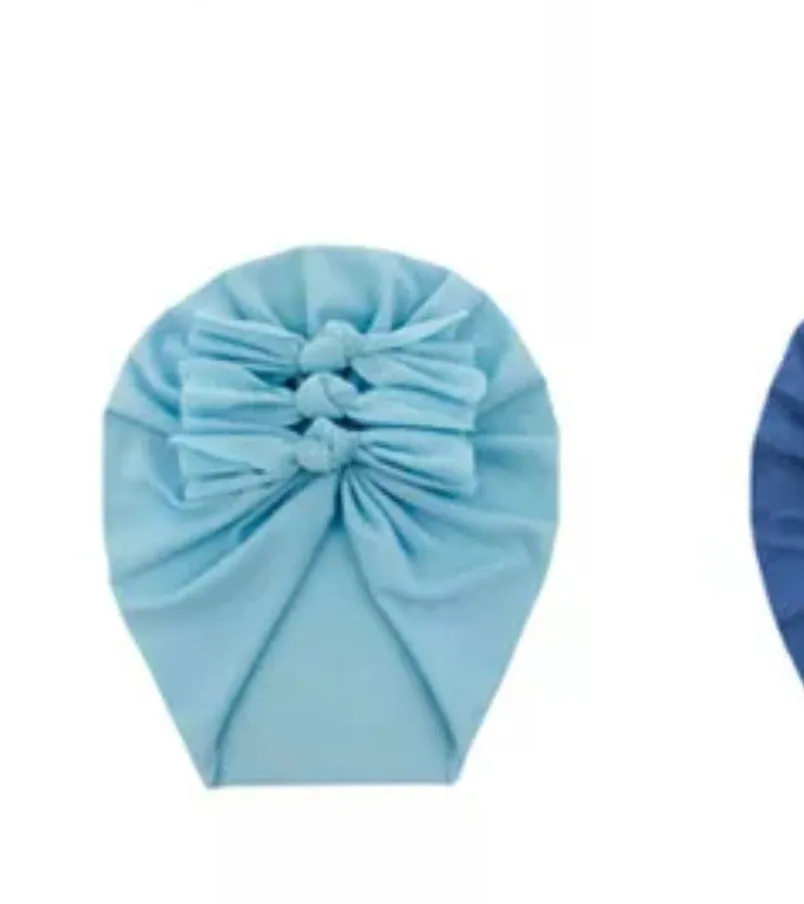 Trio Ruffle Bow Turban / Caps