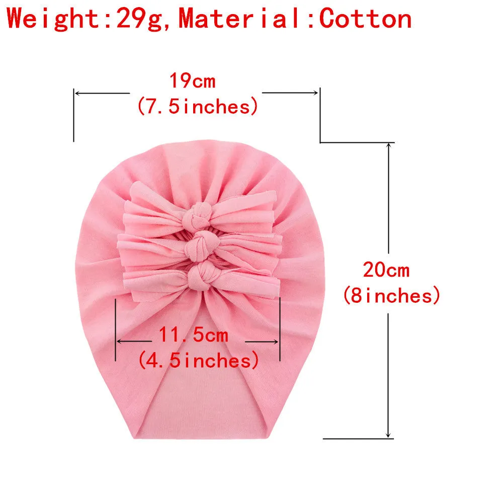 Trio Ruffle Bow Turban / Caps