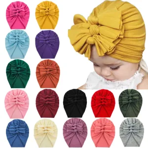 Trio Ruffle Bow Turban / Caps
