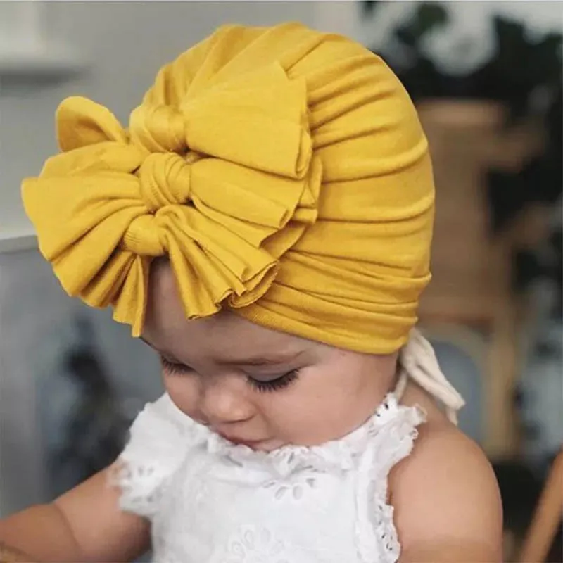 Trio Ruffle Bow Turban / Caps