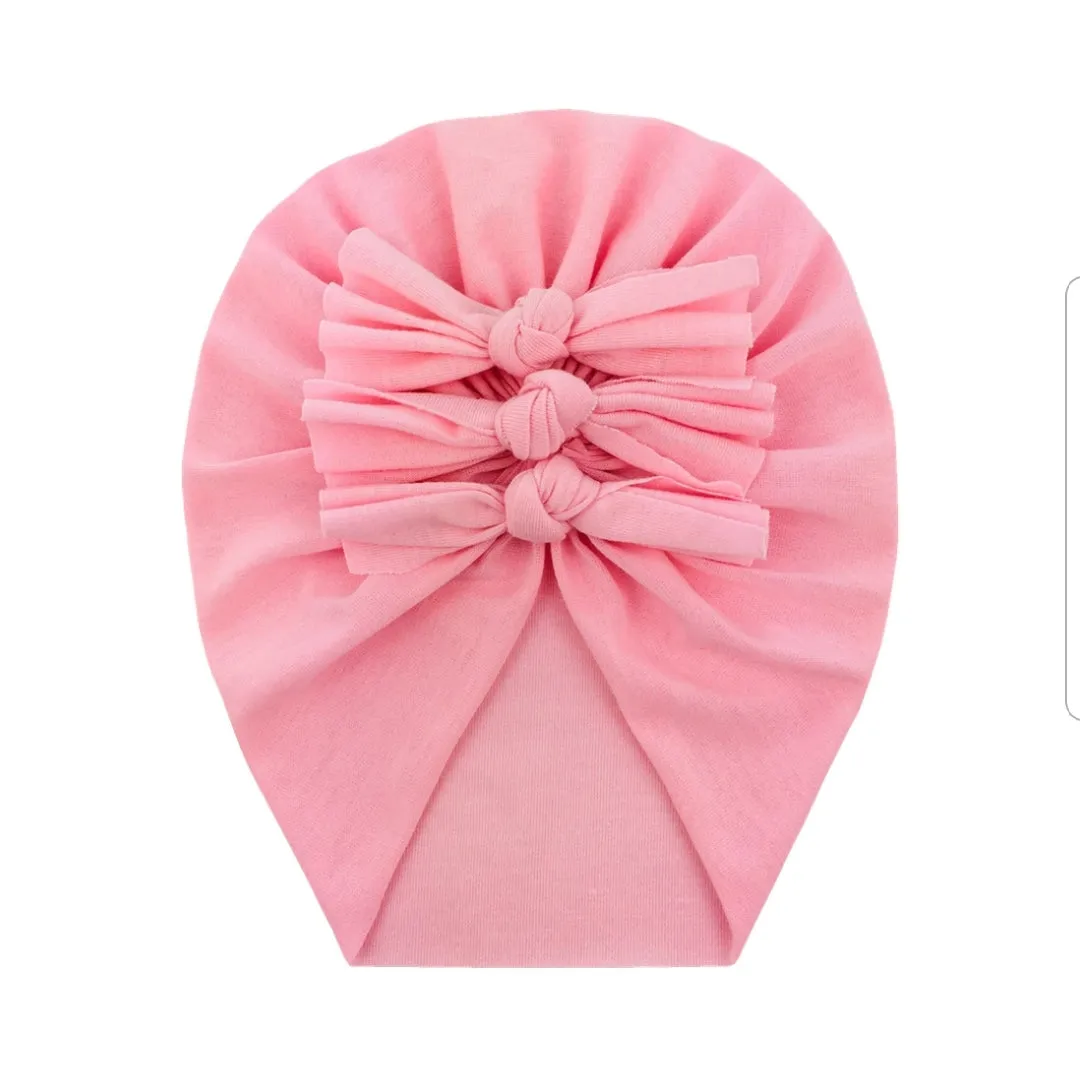 Trio Ruffle Bow Turban / Caps
